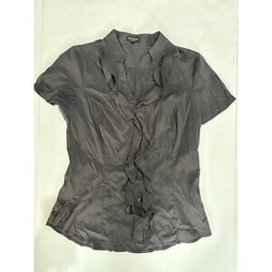 Express women’s ruffled shirt elite stretch medium gray